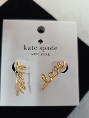Kate Spade Gold Love Script Earrings